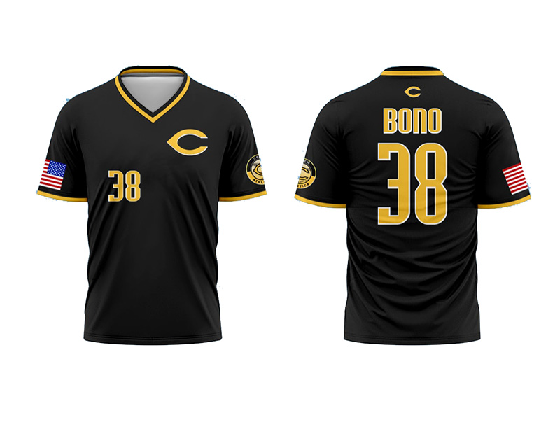 Crew Athletic V-Neck Baseball Jersey -Black